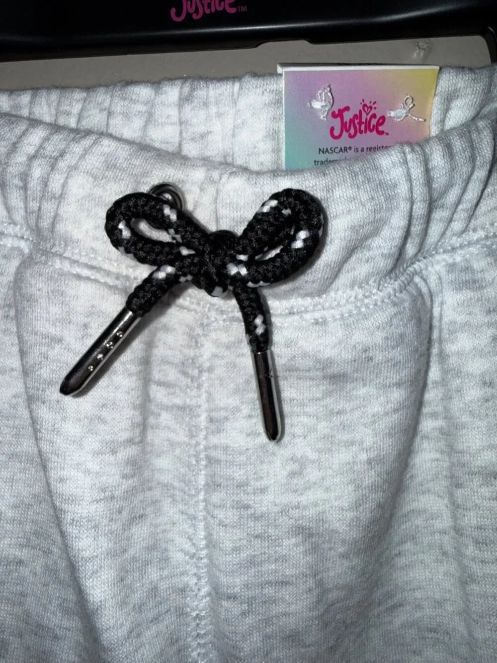 NASCAR X Justice Girls Heather Gray & Blue Jogger Sweatpants With Side Stripe &